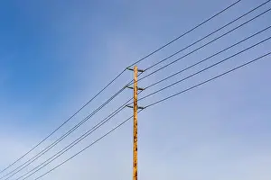 Wires Prints: Utility pole and wires against sky