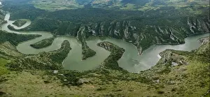 Geosite Prints: The Uvac Gorge in southern Serbia is especially known for entrenched meanders in a 100 m (330 ft) deep canyon