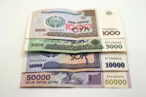Uzbek Prints: Uzbekistani soʻm banknote, Uzbekistan, Central Asia