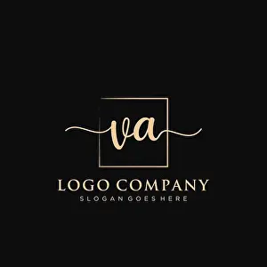 Business Card Prints: VA Initial handwriting logo with rectangle