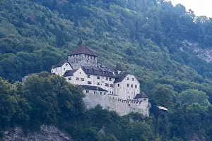 Stronghold Prints: Vaduz Castle. Castle on the hill landscape. Vaduz, Liechtenstein, Europe