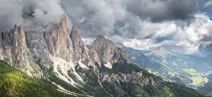Dolomites Prints: The Vajolet mountain range covered in clouds in the Dolemites in Italy