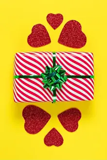 Valentine's Day card. Wrapped gift