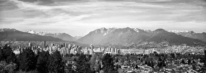 Columbia Prints: Vancouver Cityscape with Surrounding Mountains