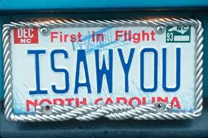 Freeway Prints: Vanity License Plate North Carolina