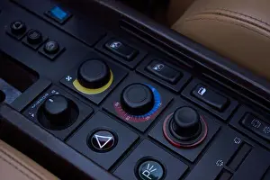 Analog Prints: The various buttons and knobs in the center console of a Ferrari Testarrosa