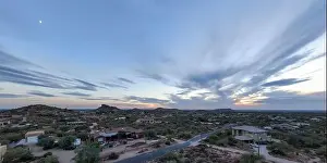 various drone images of the superstition mountains in gold canyon Arizona taken at different times of the day
