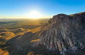 Superstition Prints: various drone images of the superstition mountains in gold canyon Arizona taken at different times of the day