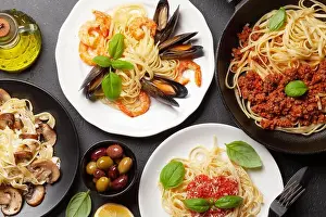 Spaghetti Prints: Various Italian pasta. Seafood