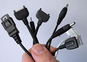 Information Technology Prints: Various mobile phone chargers pictured in Berlin