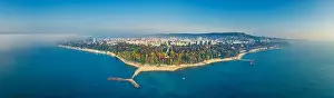 Varna, Bulgaria cityscape, aerial drone view over the city skyline