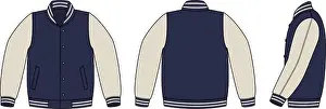 Sweat Prints: Varsity jacket ( baseball jacket ) template illustration(front, back and side )