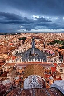 Images Dated 9th December 2021: Vatican City, a city-state surrounded by Rome, Italy, from above at dusk