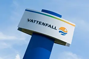 Nuclear Power Prints: Vattenfall name plate in the location in Brunsbuttel