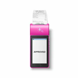 Paying Prints: Vector 3d Pink NFC Payment Machine with Approved Status and Paper Receipt