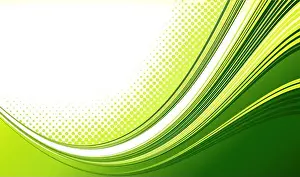 White Card Prints: Vector Abstract green color curved lines background with halftone