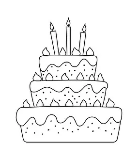 Icing Prints: Vector black and white birthday cake with candles