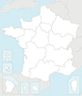 Corse Prints: Vector blank map of France with regions and territories and administrative divisions