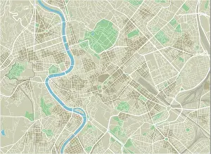 Famous Landmarks Prints: Vector city map of Rome with well organized separated layers