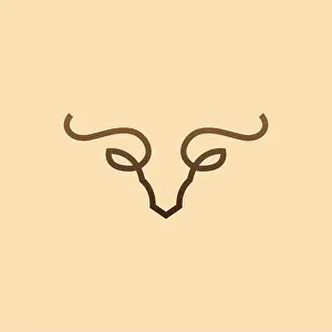 Taurus Prints: vector design. logo created from head bull with line art style logo