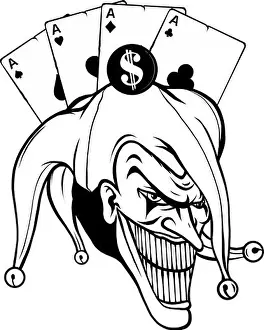 Nightmare Prints: Vector fantasy illustration of a joker vampire zombie wearing a clown hat