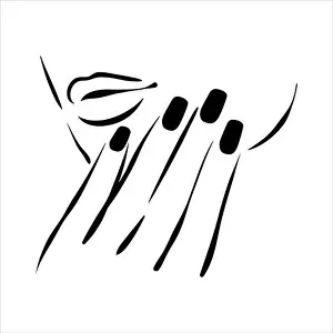 Vector hand drawn illustration of manicure and nail polish on woman hands