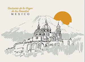 Iglesia Prints: Vector hand drawn sketch illustration of Iglesia de Nuestra Senora de los Remedios