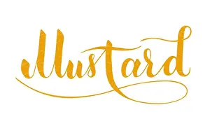Mustard Prints: Vector hand written mustard text isolated on white background