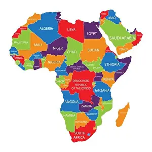 Botswana Prints: Vector illustration Africa map with countries names isolated on white background
