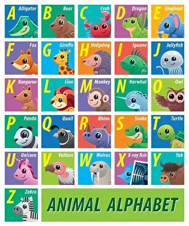 Alligator Prints: Vector illustration of Animals alphabet for kids