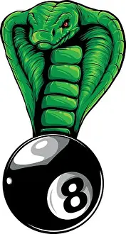 Viper Prints: vector illustration of Billiard 8 ball with Cobra snake