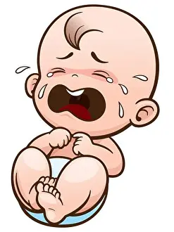 Born Prints: Vector Illustration of Cartoon Baby crying