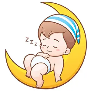 Crawl Prints: Vector Illustration of Cartoon Cute Baby Sleeping on the moon
