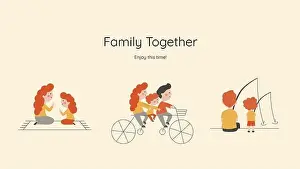 Art Product Prints: Vector illustration of cartoon family members spending time together