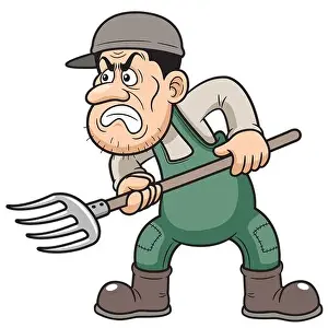 Rancher Prints: Vector illustration of Cartoon Farmer angry