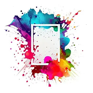 Eastern Asia Prints: vector illustration of colorful frame watercolor splash isolated on white background