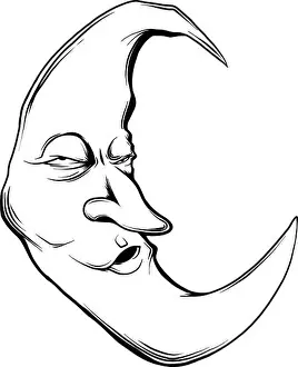 Eclipse Prints: vector illustration crescent moon face in white background