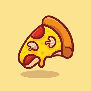 Melted Prints: Vector illustration of delicious slice of pepperoni pizza with melted cheese