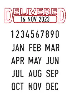 Contribute Prints: Vector illustration of the Delivered stamp and editable dates (day)