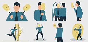 Conformity Prints: Vector illustration of dissociative personality disorder