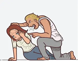 Confrontation Prints: Vector illustration of a domestic violence