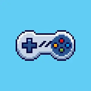 Reality Prints: Vector Illustration of game controller with Pixel Art Design