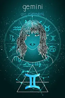 Destiny Prints: Vector illustration of Gemini zodiac sign