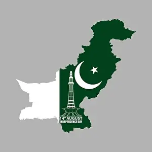 Constitution Prints: Vector Illustration of Pakistan Independence Day 14th August