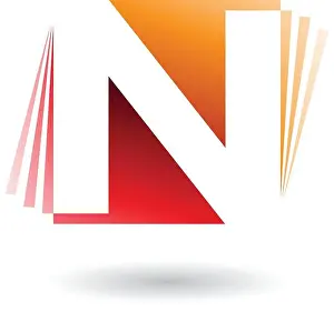 Capital Letter Prints: Vector Illustration of Red and Orange Letter N with Vertical Stripes isolated on a White Background