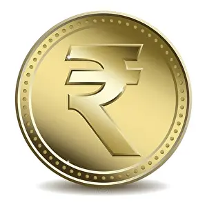Upright Prints: Vector illustration of Rupee gold coin