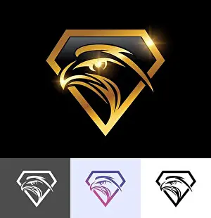 Woman Vector Vectors Prints: A vector illustration set of Golden Eagle Diamond Shape Logo Vector Sign