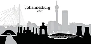Johannesburg Prints: Vector illustration of the skyline of Johannesburg, South Africa