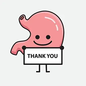 Vector Illustration of Stomach Character with cute face and simple body line drawing on isolated background