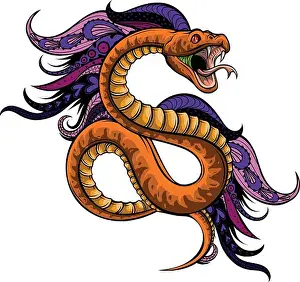 Viper Prints: vector illustration of viper snake with mandala